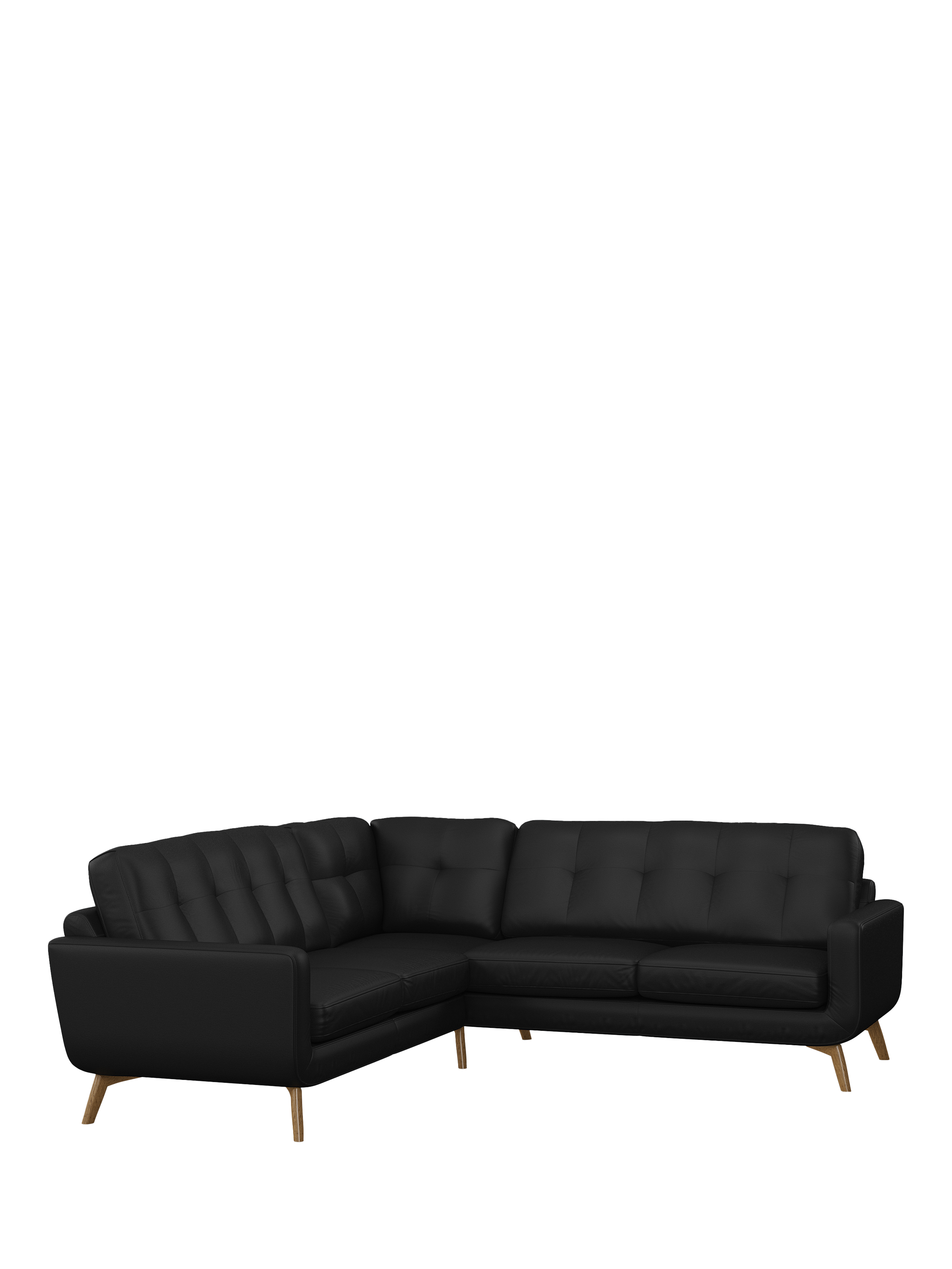 Barbican Range, John Lewis Barbican Leather Corner Sofa, Light Leg, Matt Black