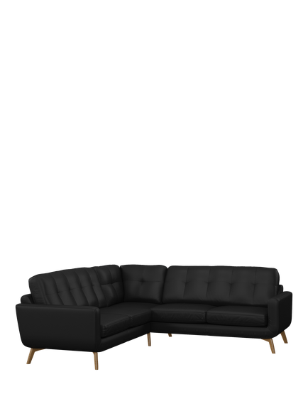 John Lewis Barbican Leather Corner Sofa, Light Leg, Matt Black