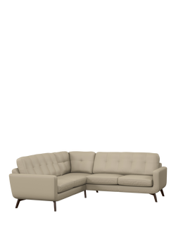 John Lewis Barbican 5+ Seater Corner Leather Sofa, Dark Leg, Matt Pearl