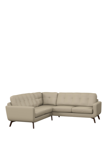 John Lewis Barbican 5+ Seater Corner Leather Sofa, Dark Leg, Matt Pearl