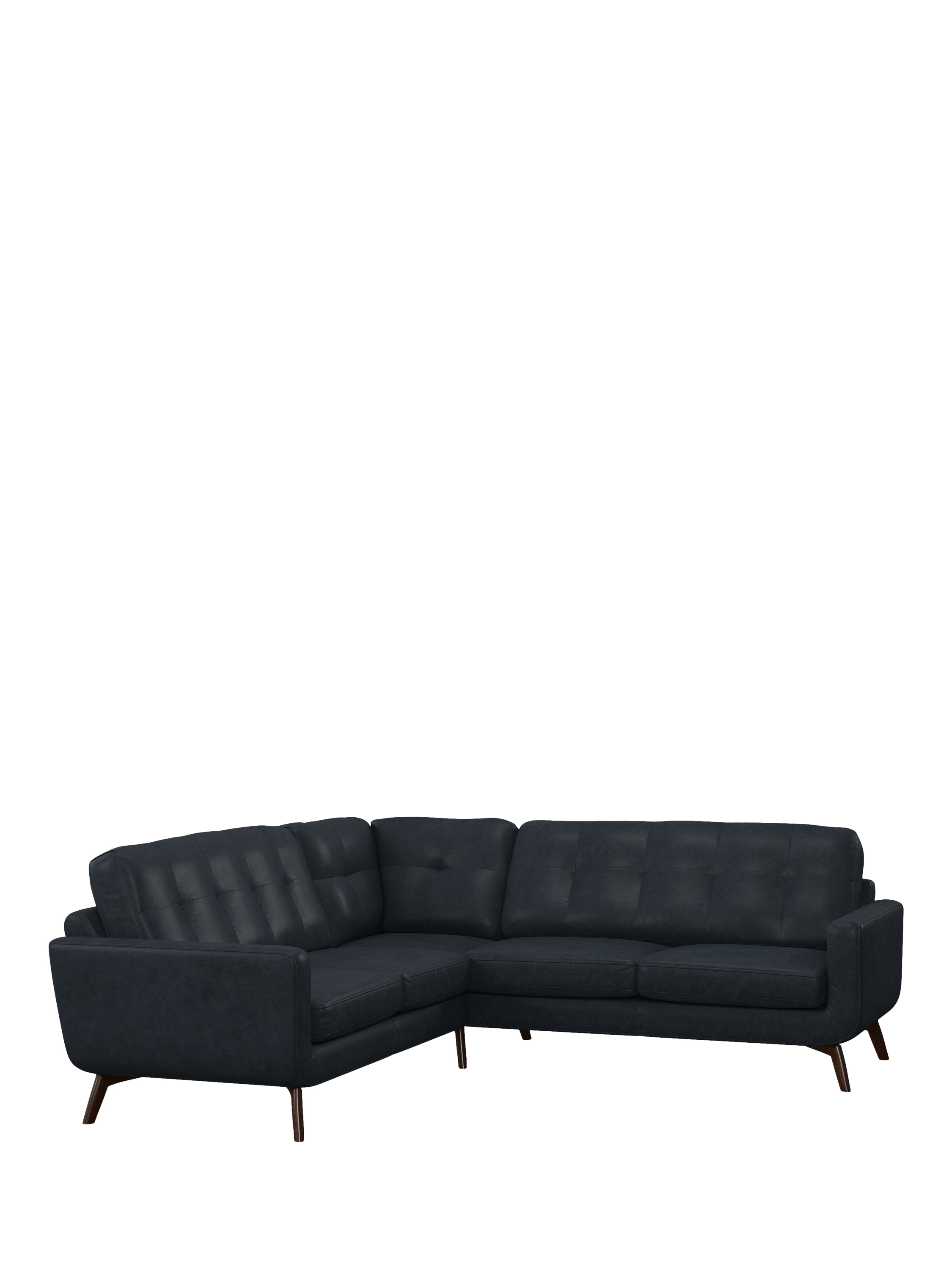 Barbican Range, John Lewis Barbican 5+ Seater Corner Leather Sofa, Dark Leg, Vintage Jeans