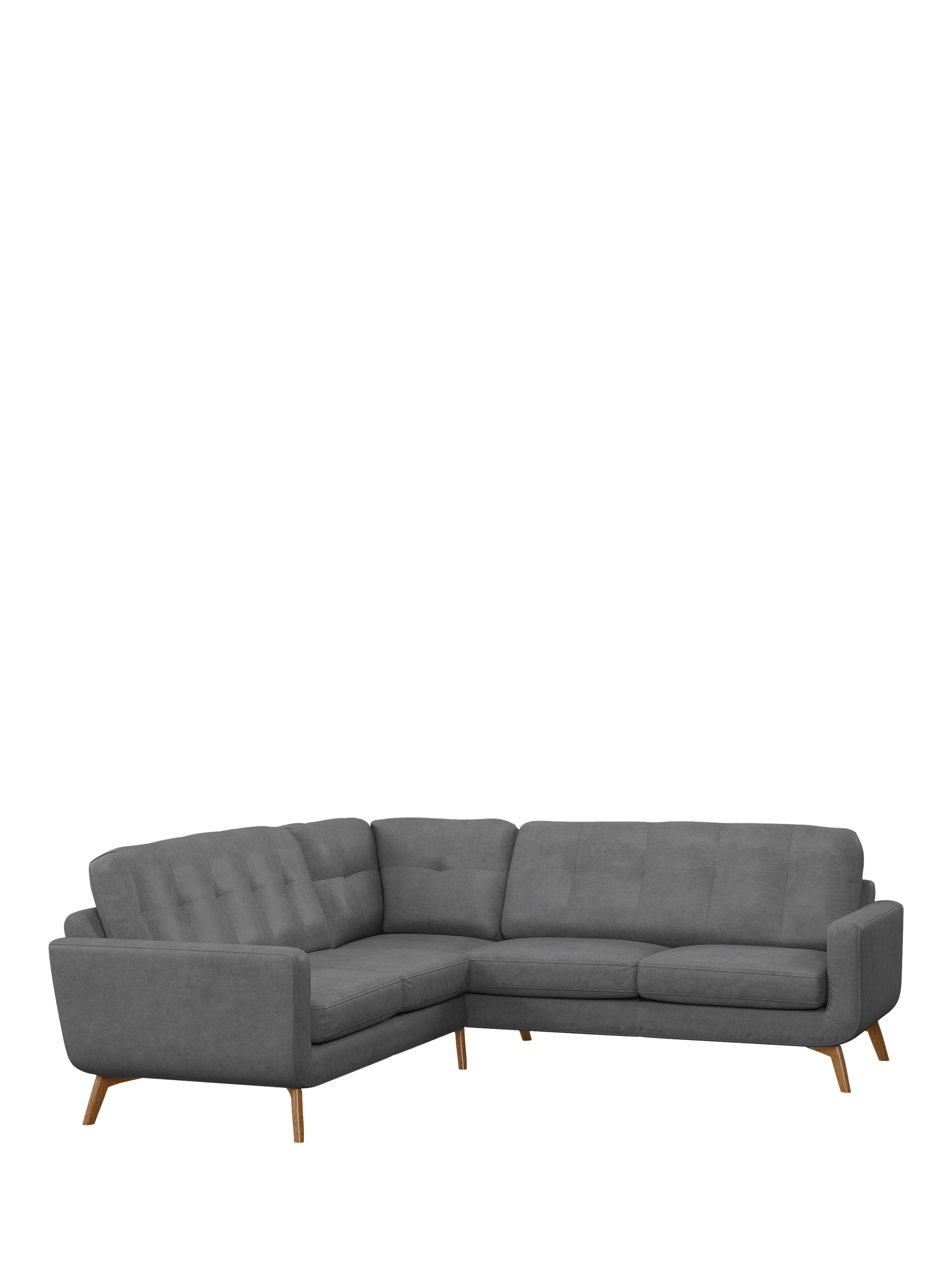 Barbican Range, John Lewis Barbican Leather Corner Sofa, Light Leg, Vintage Shadow