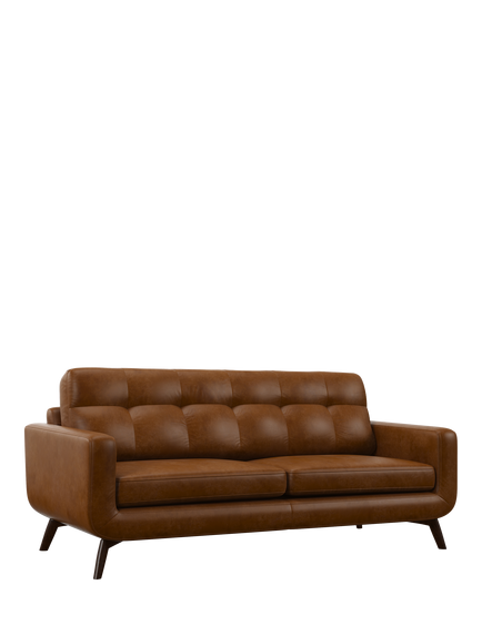 John Lewis Barbican Grand 4 Seater Leather Sofa, Dark Leg, Caramel
