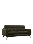 John Lewis Barbican Grand 4 Seater Leather Sofa, Dark Leg, Green