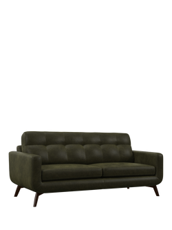 John Lewis Barbican Grand 4 Seater Leather Sofa, Dark Leg, Green