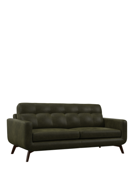 John Lewis Barbican Grand 4 Seater Leather Sofa, Dark Leg, Green