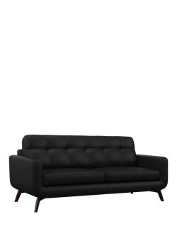 John Lewis Barbican Grand 4 Seater Leather Sofa, Dark Leg, Matt Black