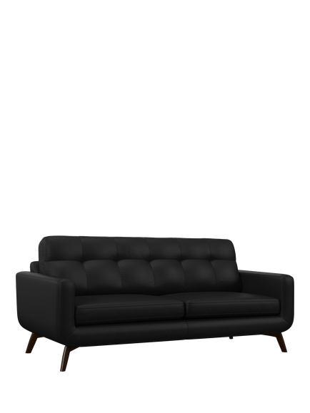 John Lewis Barbican Grand 4 Seater Leather Sofa, Dark Leg, Matt Black