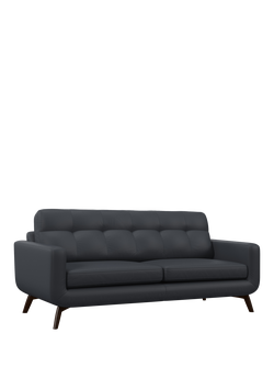 John Lewis Barbican Grand 4 Seater Leather Sofa, Dark Leg, Navy