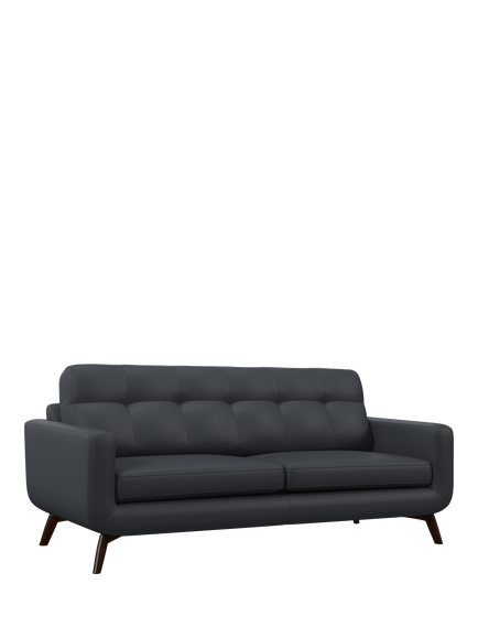 John Lewis Barbican Grand 4 Seater Leather Sofa, Dark Leg, Navy