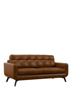 John Lewis Barbican Large 3 Seater Leather Sofa, Dark Leg, Premium Caramel