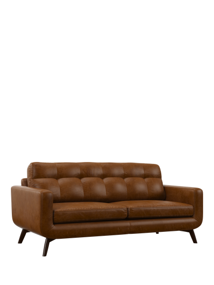 John Lewis Barbican Large 3 Seater Leather Sofa, Dark Leg, Premium Caramel