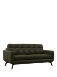 John Lewis Barbican Large 3 Seater Leather Sofa, Dark Leg, Demetra Green