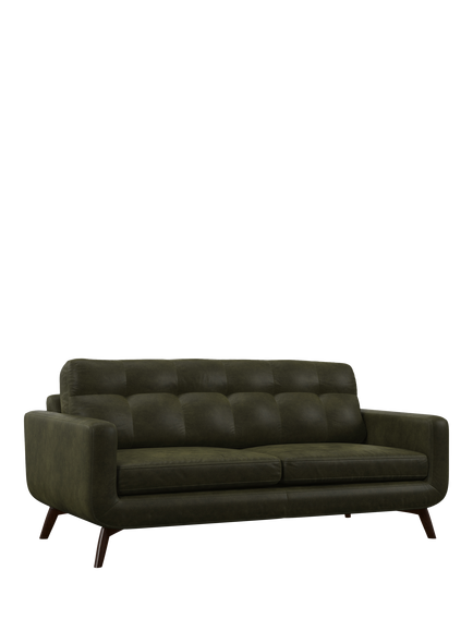 John Lewis Barbican Large 3 Seater Leather Sofa, Dark Leg, Demetra Green