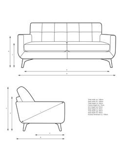 John Lewis Barbican Large 3 Seater Leather Sofa, Dark Leg - view 2, Demetra Green