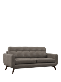 John Lewis Barbican Large 3 Seater Leather Sofa, Dark Leg, Demetra Grey