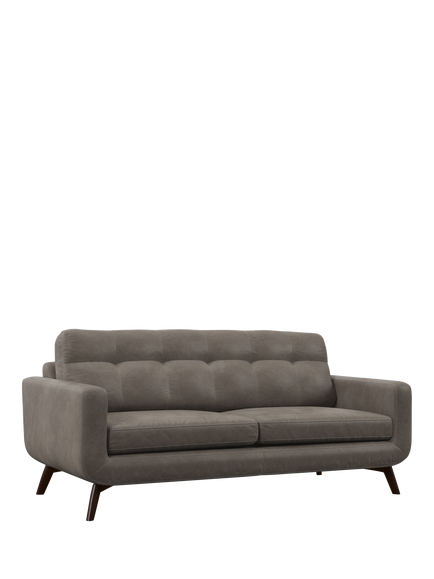 John Lewis Barbican Large 3 Seater Leather Sofa, Dark Leg, Demetra Grey