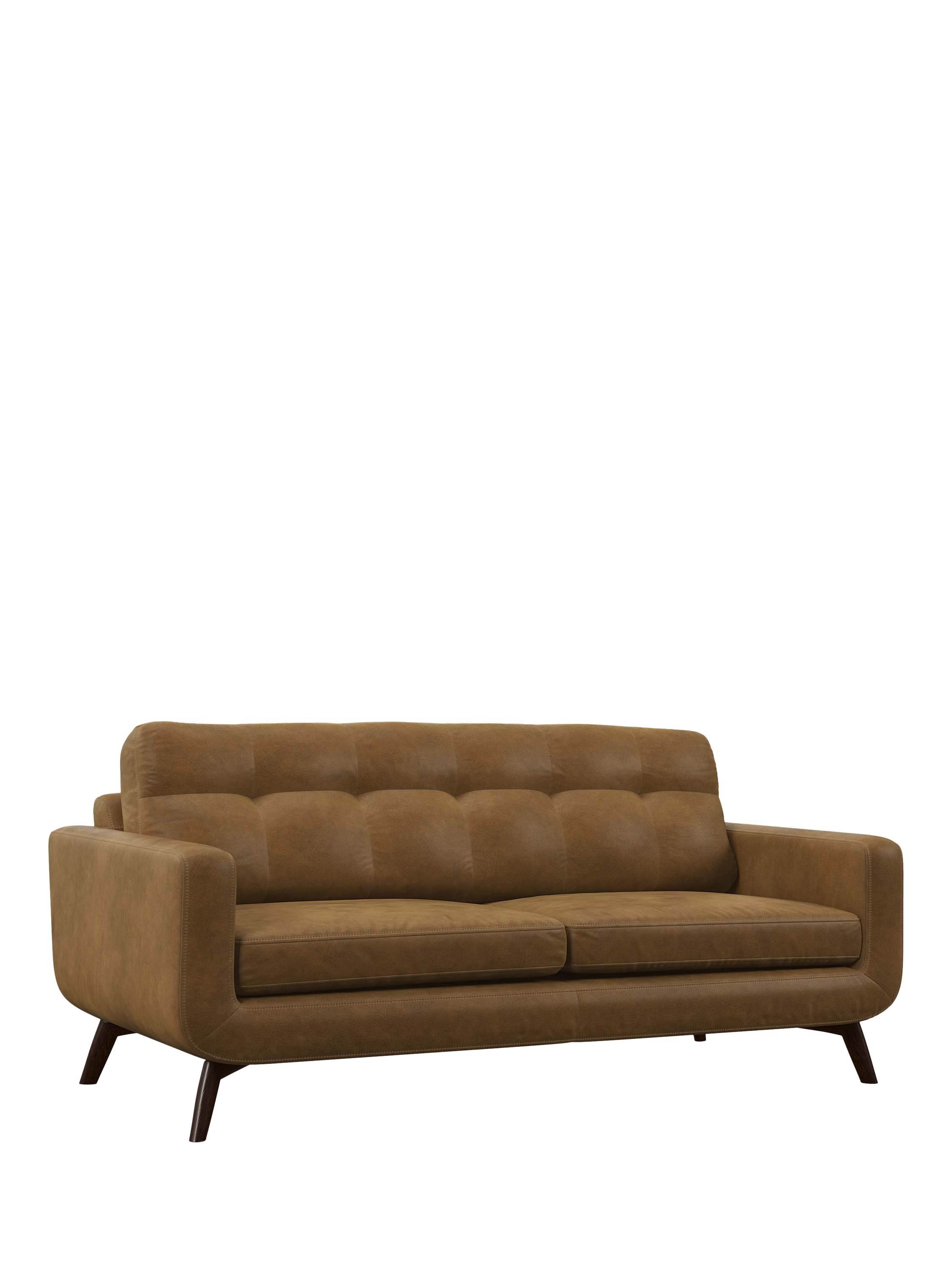 Barbican Range, John Lewis Barbican Large 3 Seater Leather Sofa, Dark Leg, Demetra Light Tan