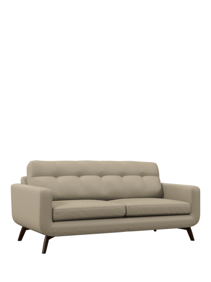 John Lewis Barbican Large 3 Seater Leather Sofa, Dark Leg, Matt Pearl