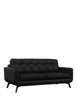 John Lewis Barbican Large 3 Seater Leather Sofa, Dark Leg, Matt Black