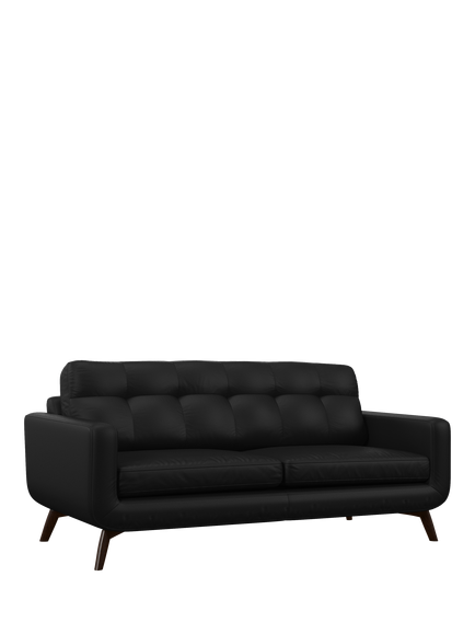 John Lewis Barbican Large 3 Seater Leather Sofa, Dark Leg, Matt Black