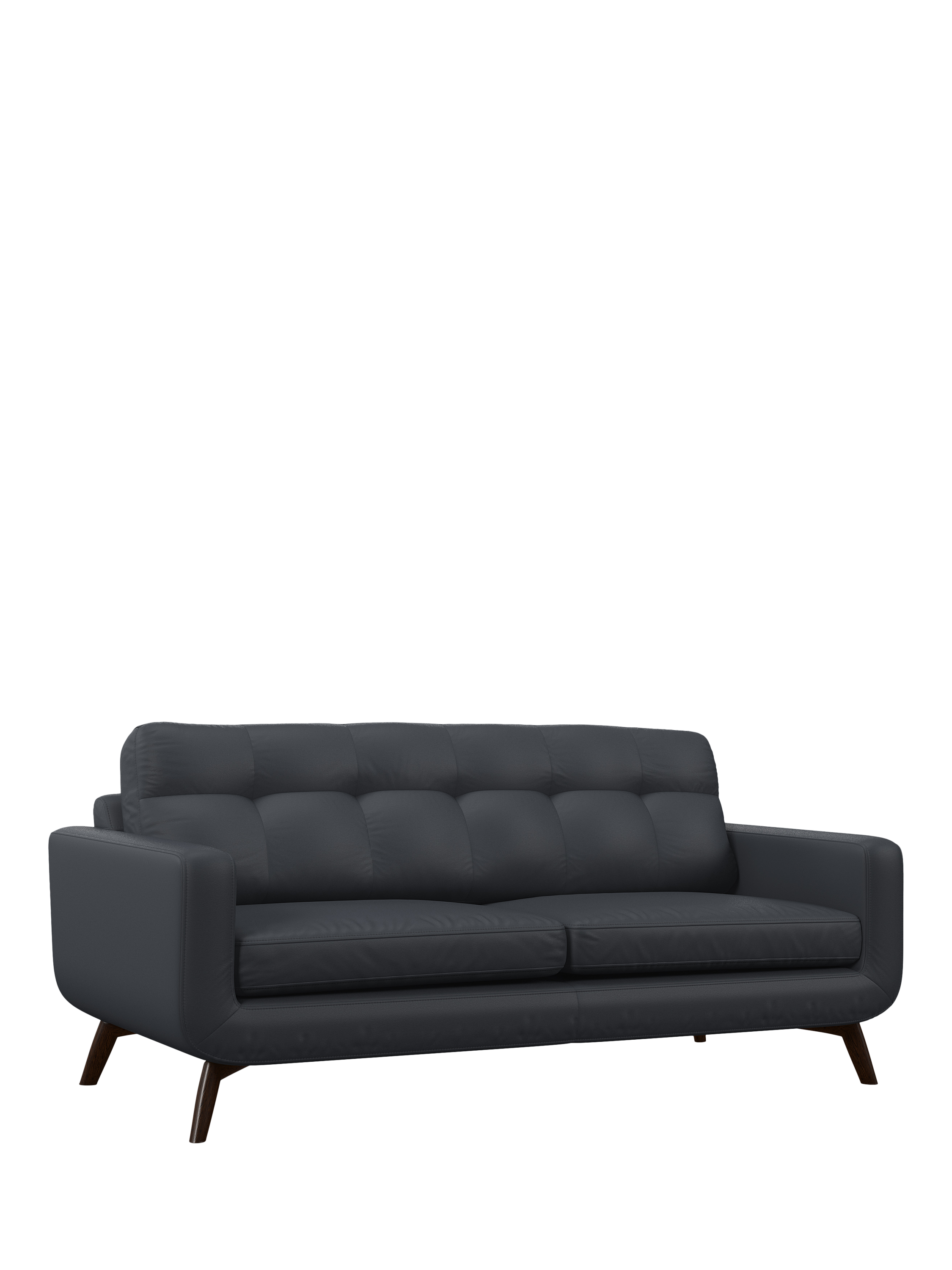 Barbican Range, John Lewis Barbican Large 3 Seater Leather Sofa, Dark Leg, Matt Navy