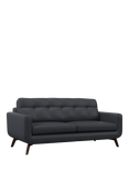 John Lewis Barbican Large 3 Seater Leather Sofa, Dark Leg, Matt Navy
