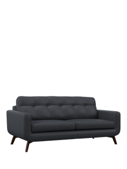 John Lewis Barbican Large 3 Seater Leather Sofa, Dark Leg, Matt Navy