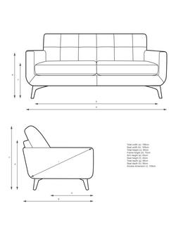 John Lewis Barbican Large 3 Seater Leather Sofa, Dark Leg - view 2, Matt Navy