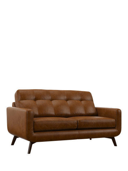 John Lewis Barbican Medium 2 Seater Leather Sofa, Dark Leg, Premium Caramel