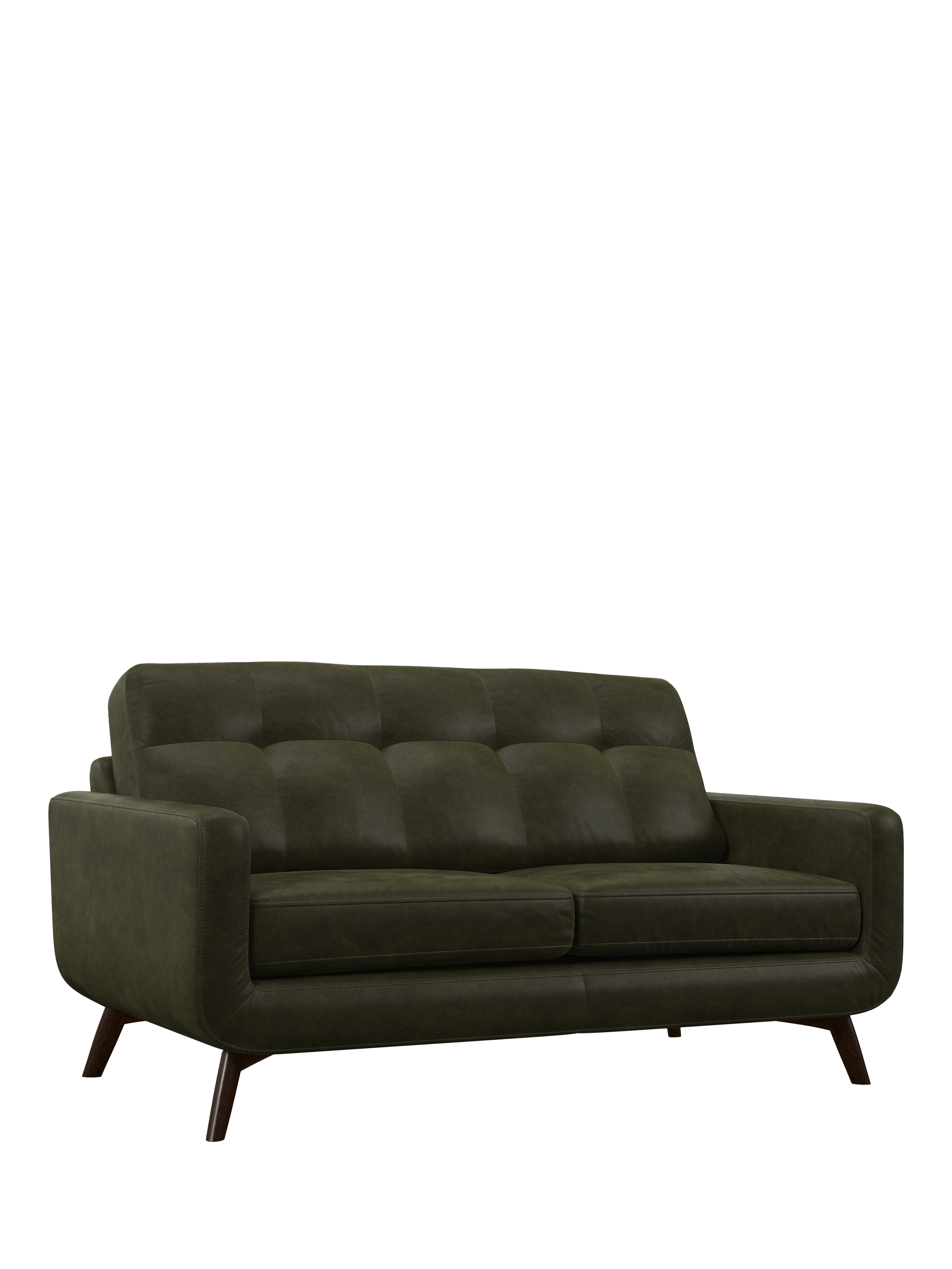 Barbican Range, John Lewis Barbican Medium 2 Seater Leather Sofa, Dark Leg, Demetra Green