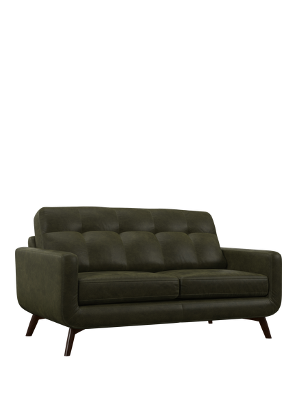 John Lewis Barbican Medium 2 Seater Leather Sofa, Dark Leg, Demetra Green