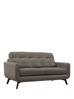 John Lewis Barbican Medium 2 Seater Leather Sofa, Dark Leg, Demetra Grey