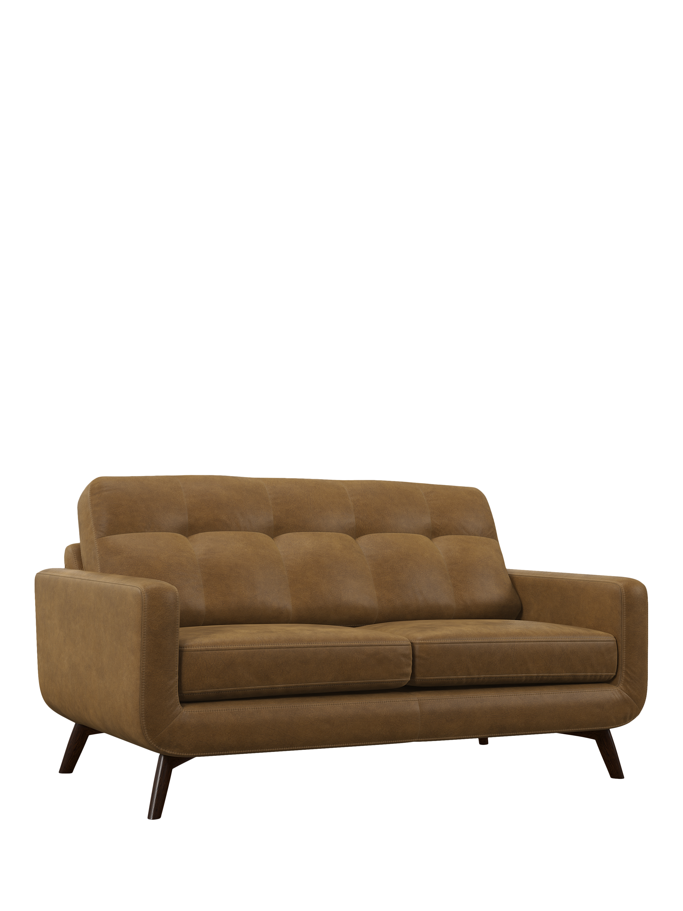 Barbican Range, John Lewis Barbican Medium 2 Seater Leather Sofa, Dark Leg, Demetra Light Tan