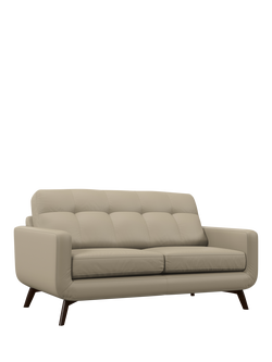 John Lewis Barbican Medium 2 Seater Leather Sofa, Dark Leg, Matt Pearl