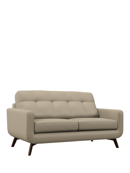 John Lewis Barbican Medium 2 Seater Leather Sofa, Dark Leg, Matt Pearl