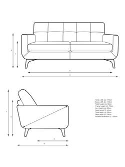 John Lewis Barbican Medium 2 Seater Leather Sofa, Dark Leg - view 2, Matt Pearl