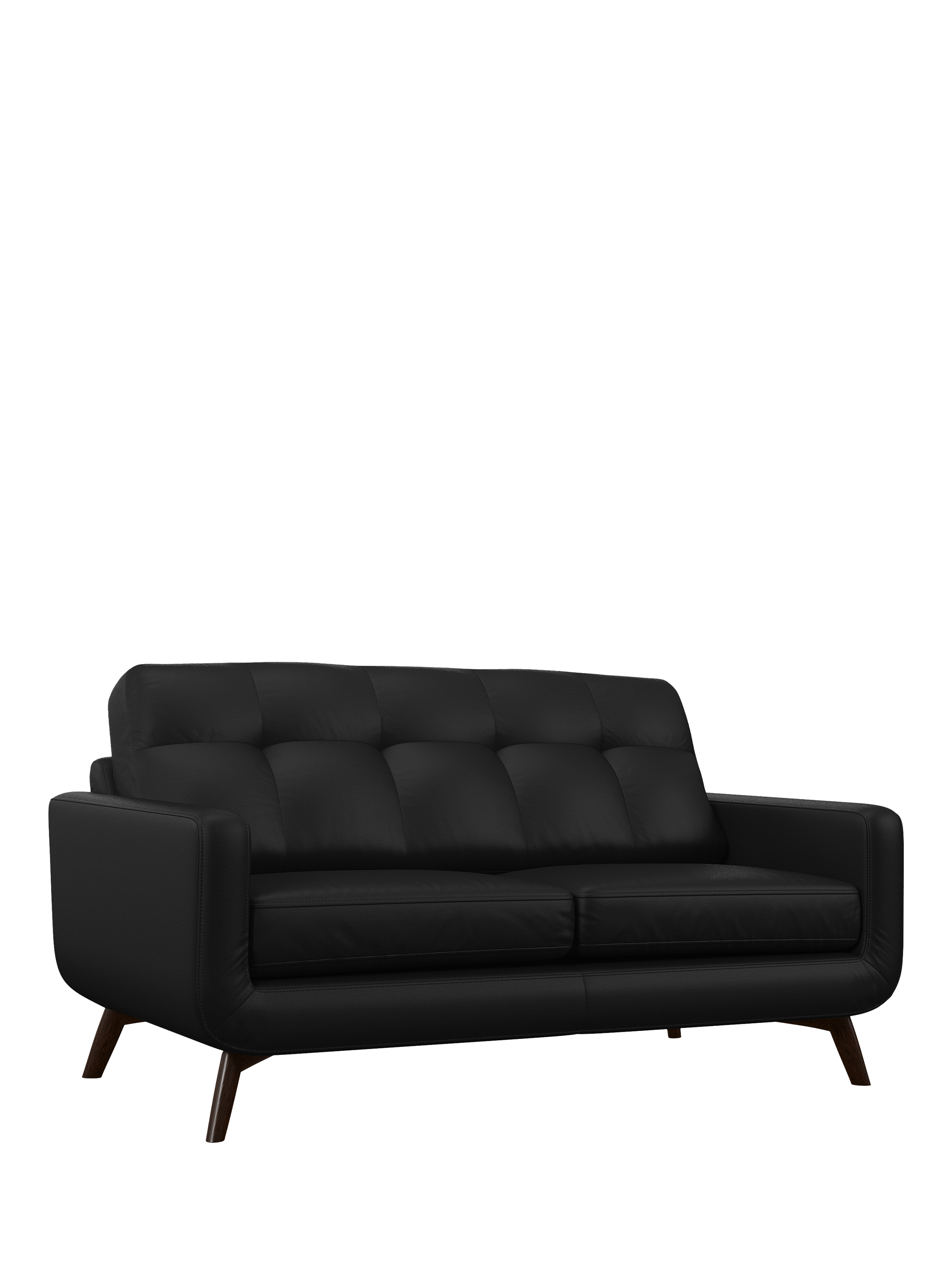 Barbican Range, John Lewis Barbican Medium 2 Seater Leather Sofa, Dark Leg, Matt Black