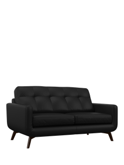 John Lewis Barbican Medium 2 Seater Leather Sofa, Dark Leg, Matt Black