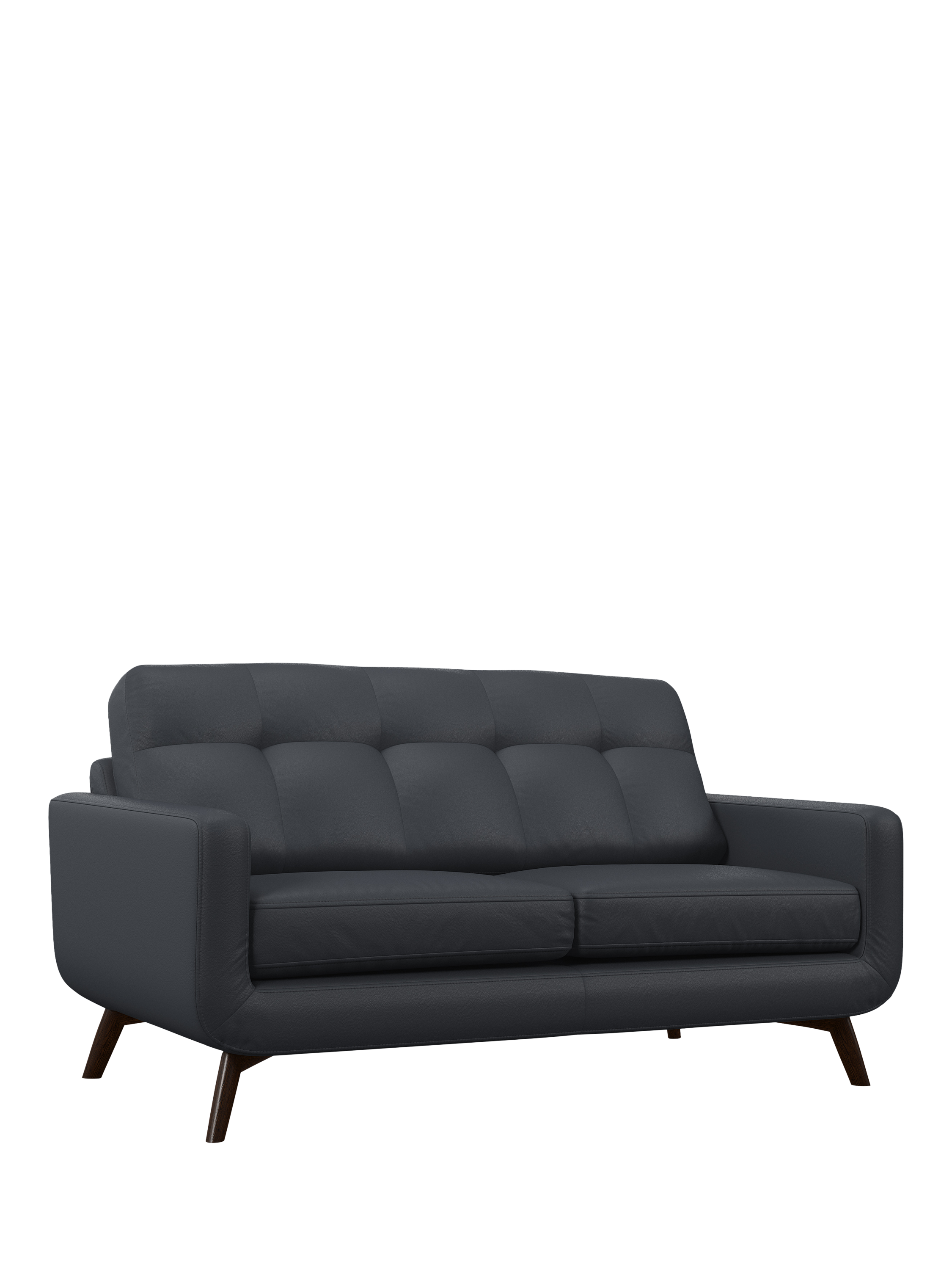 Barbican Range, John Lewis Barbican Medium 2 Seater Leather Sofa, Dark Leg, Matt Navy