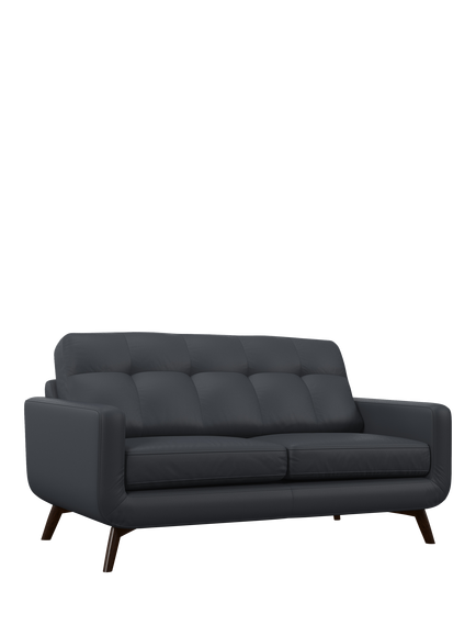John Lewis Barbican Medium 2 Seater Leather Sofa, Dark Leg, Matt Navy