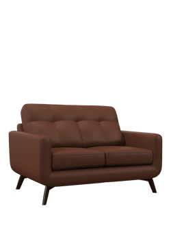 John Lewis Barbican Small 2 Seater Leather Sofa, Dark Leg, Matt Chestnut