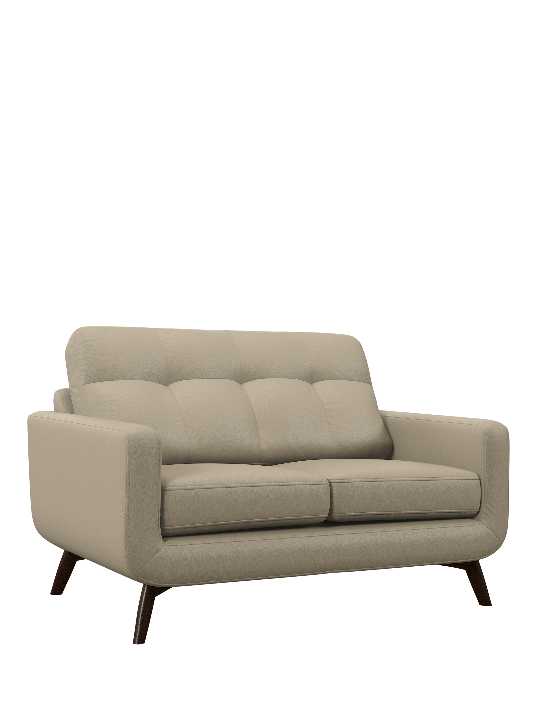 Barbican Range, John Lewis Barbican Small 2 Seater Leather Sofa, Dark Leg, Matt Pearl