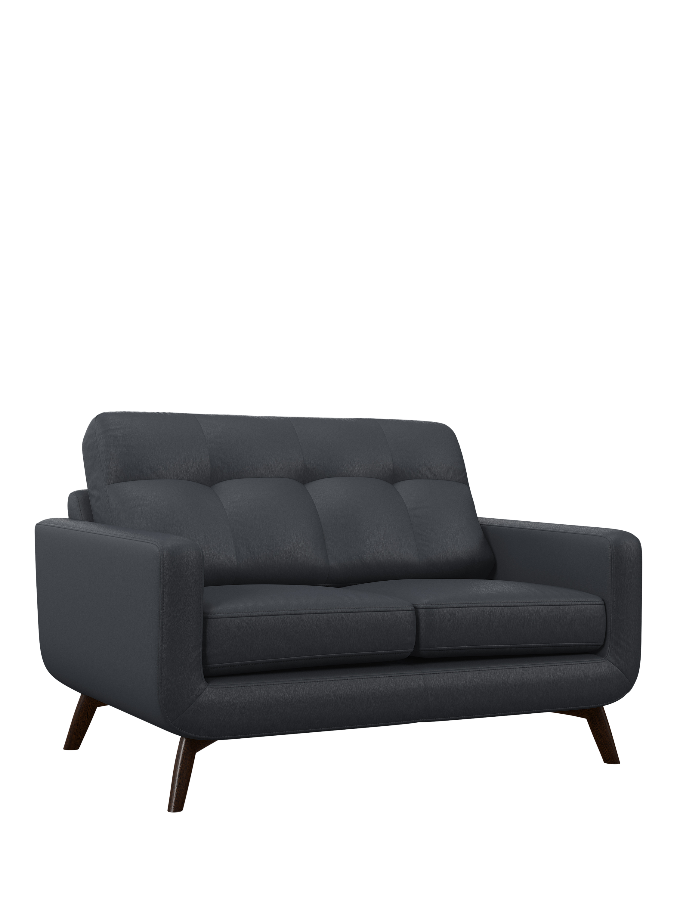 Barbican Range, John Lewis Barbican Small 2 Seater Leather Sofa, Dark Leg, Matt Navy