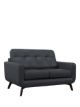 John Lewis Barbican Small 2 Seater Leather Sofa, Dark Leg, Matt Navy