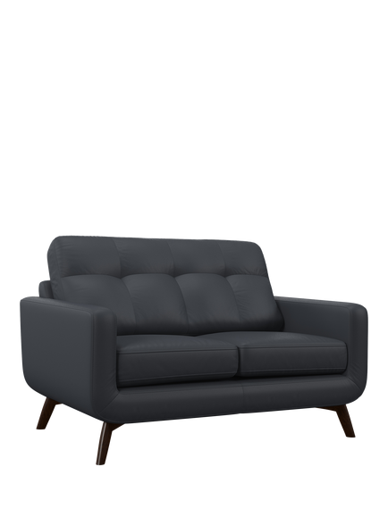 John Lewis Barbican Small 2 Seater Leather Sofa, Dark Leg, Matt Navy