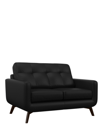 John Lewis Barbican Small 2 Seater Leather Sofa, Dark Leg, Matt Black