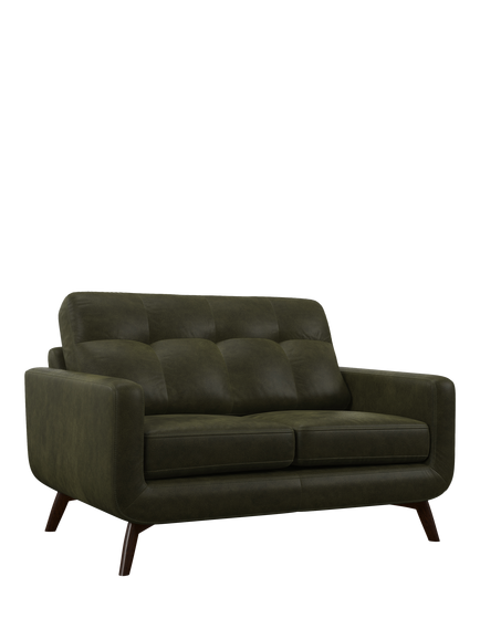 John Lewis Barbican Small 2 Seater Leather Sofa, Dark Leg, Demetra Green