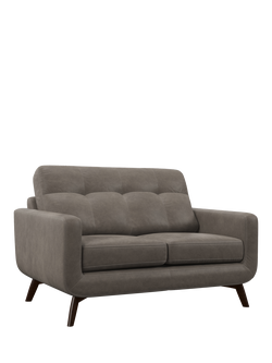 John Lewis Barbican Small 2 Seater Leather Sofa, Dark Leg, Demetra Grey