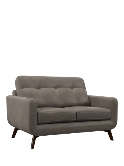 John Lewis Barbican Small 2 Seater Leather Sofa, Dark Leg, Demetra Grey